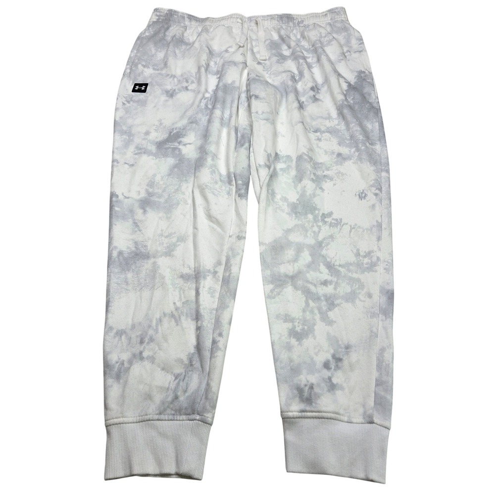 Under Armour Rival Fleece Cloud Tie Dye Joggers Men XXL White Gray Loose 1373705